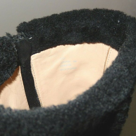 Coach Boots 6 Jordana Black Suede Signature Logo Shearling Trim Wedge Side Zip - Picture 11 of 11